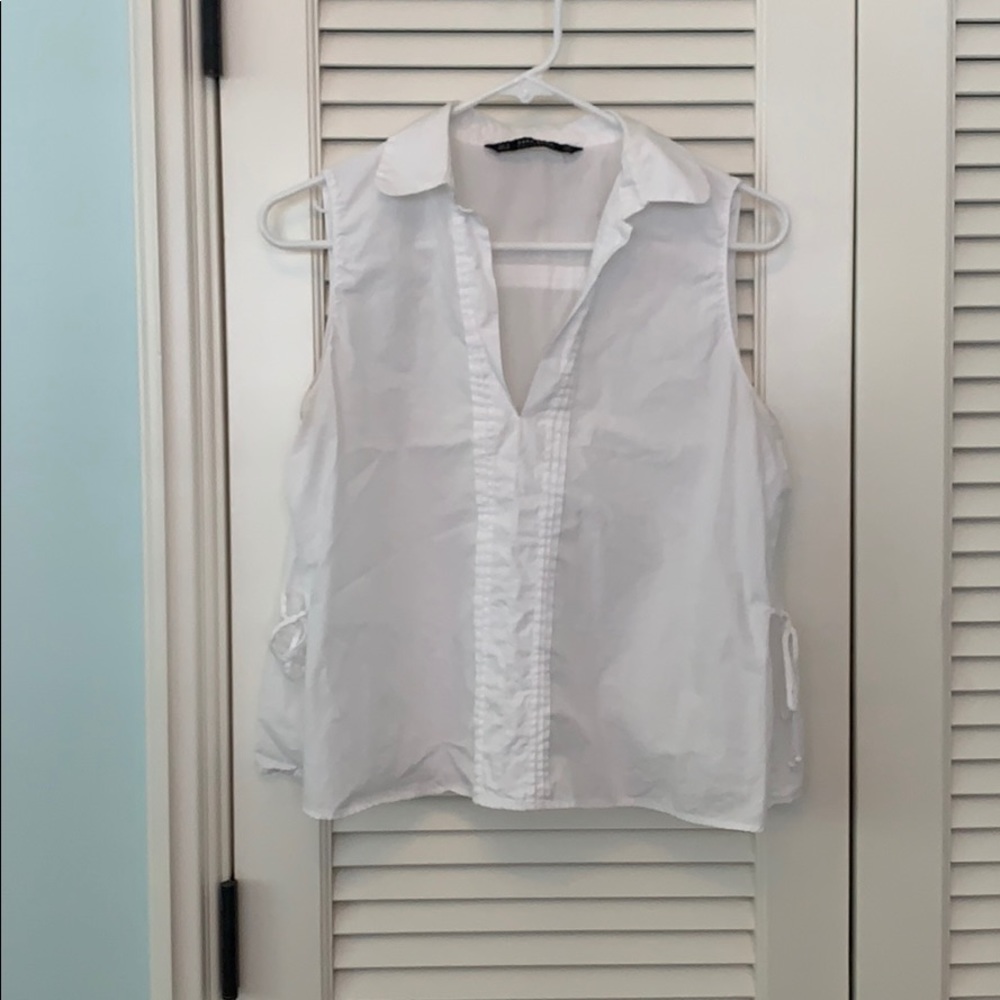 White work blouse with side bow detail